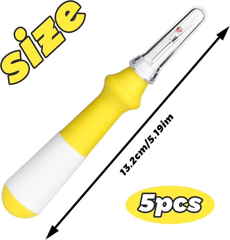 ZMAAGG 5 Pcs Ergonomic Grip Seam Ripper, Seam Ripper Set, Yellow Seam Rippers for Sewing,Thread Remover Tool for Crafting Removing Embroidery Hems Seams (Yellow) - Image 2